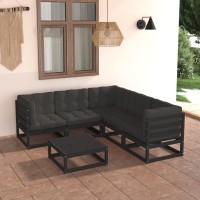 vidaXL 6 Piece Patio Lounge Set with Cushions Solid Pinewood