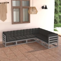 vidaXL 6 Piece Patio Lounge Set with Cushions Solid Pinewood