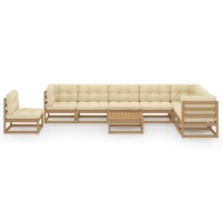 vidaXL 9 Piece Patio Lounge Set & Cushions Honey Brown Solid Pinewood