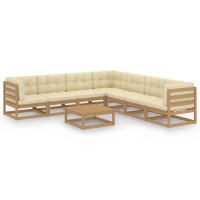 vidaXL 8 Piece Patio Lounge Set&Cushions Honey Brown Solid Pinewood