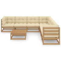 vidaXL 8 Piece Patio Lounge Set&Cushions Honey Brown Solid Pinewood