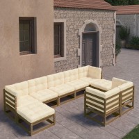 vidaXL 9 Piece Patio Lounge Set&Cushions Honey Brown Solid Pinewood