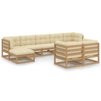 vidaXL 9 Piece Patio Lounge Set&Cushions Honey Brown Solid Pinewood