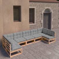 vidaXL 7 Piece Patio Lounge Set with Cushions Solid Pinewood