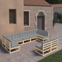 vidaXL 9 Piece Patio Lounge Set with Cushions Solid Pinewood