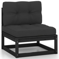 vidaXL 9 Piece Garden Lounge Set with Cushions Black Solid Pinewood