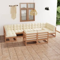 vidaXL 9 Piece Patio Lounge Set&Cushions Honey Brown Solid Pinewood