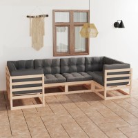 vidaXL 6 Piece Patio Lounge Set with Cushions Solid Pinewood