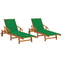 vidaXL Sun Loungers 2 pcs with Cushions Solid Acacia Wood