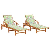 vidaXL Sun Loungers 2 pcs with Cushions Solid Acacia Wood