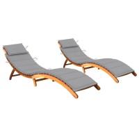 Vidaxl Sun Loungers 2 Pcs With Cushions Solid Acacia Wood