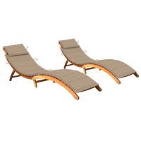 vidaXL Sun Loungers 2 pcs with Cushions Solid Acacia Wood