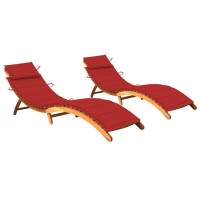 Vidaxl Sun Loungers 2 Pcs With Cushions Solid Acacia Wood