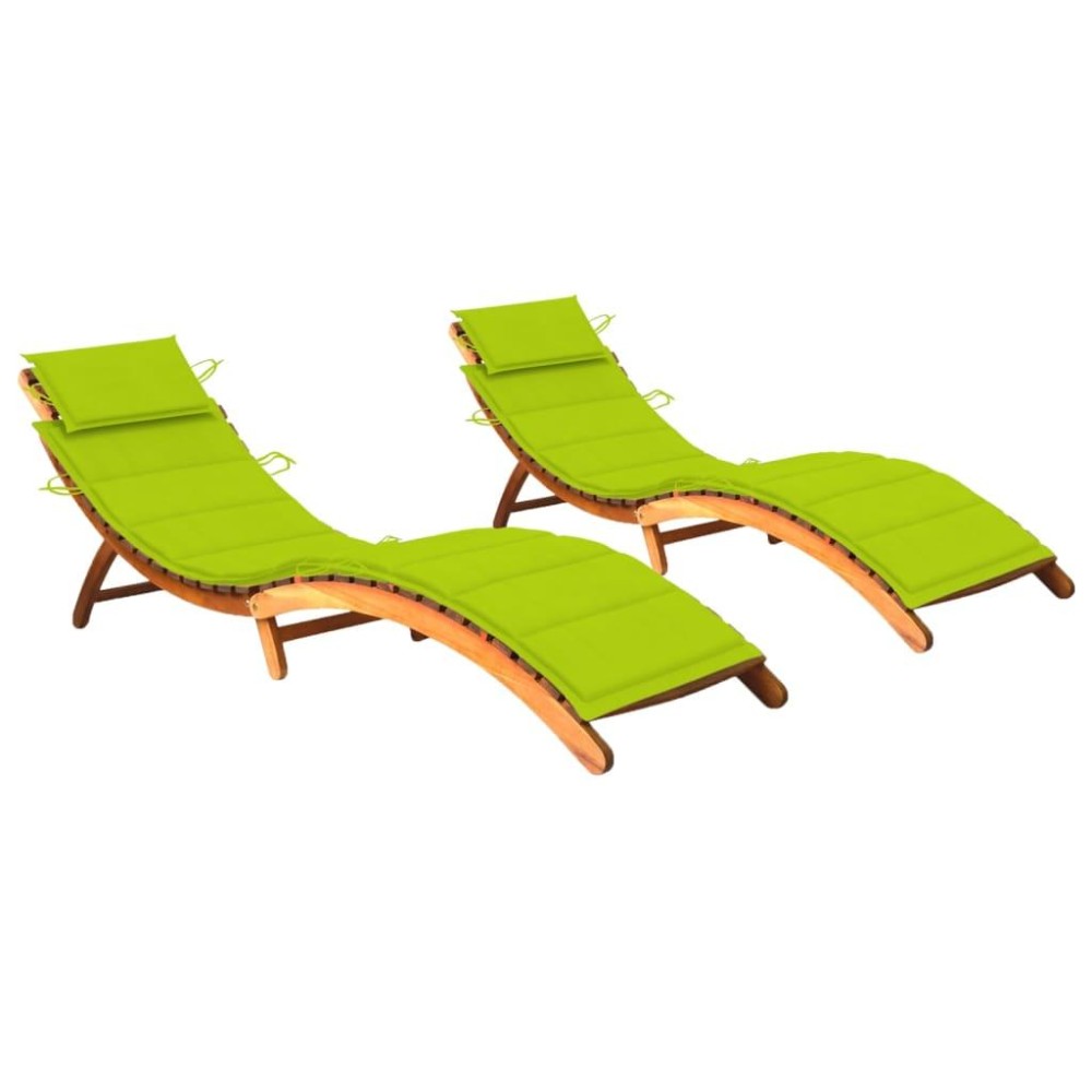 vidaXL Sun Loungers 2 pcs with Cushions Solid Acacia Wood