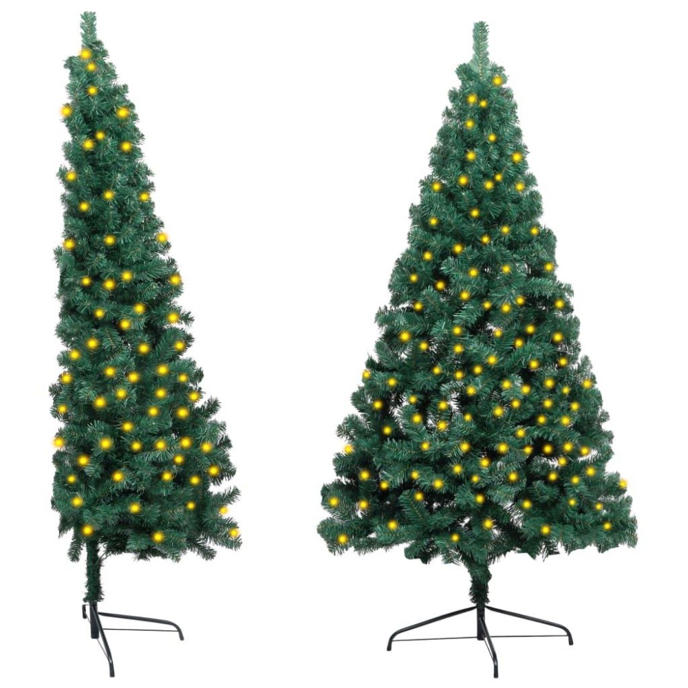 vidaXL Artificial Half Pre-lit Christmas Tree with Stand Green 59.1