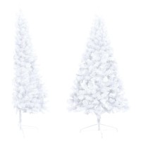 vidaXL Artificial Half Pre-lit Christmas Tree with Stand White 82.7