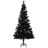 vidaXL Artificial Pre-lit Christmas Tree with Stand Black 47.2