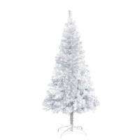 vidaXL Artificial Pre-lit Christmas Tree with Stand Silver 59.1