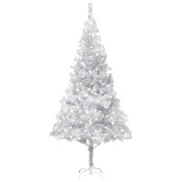 vidaXL Artificial Pre-lit Christmas Tree with Stand Silver 94.5