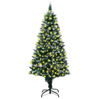 vidaXL Artificial Christmas Tree LEDs&Pine Cones&White Snow 82.7