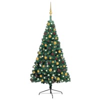 vidaXL Artificial Half Pre-lit Christmas Tree with Ball Set Green 47.2