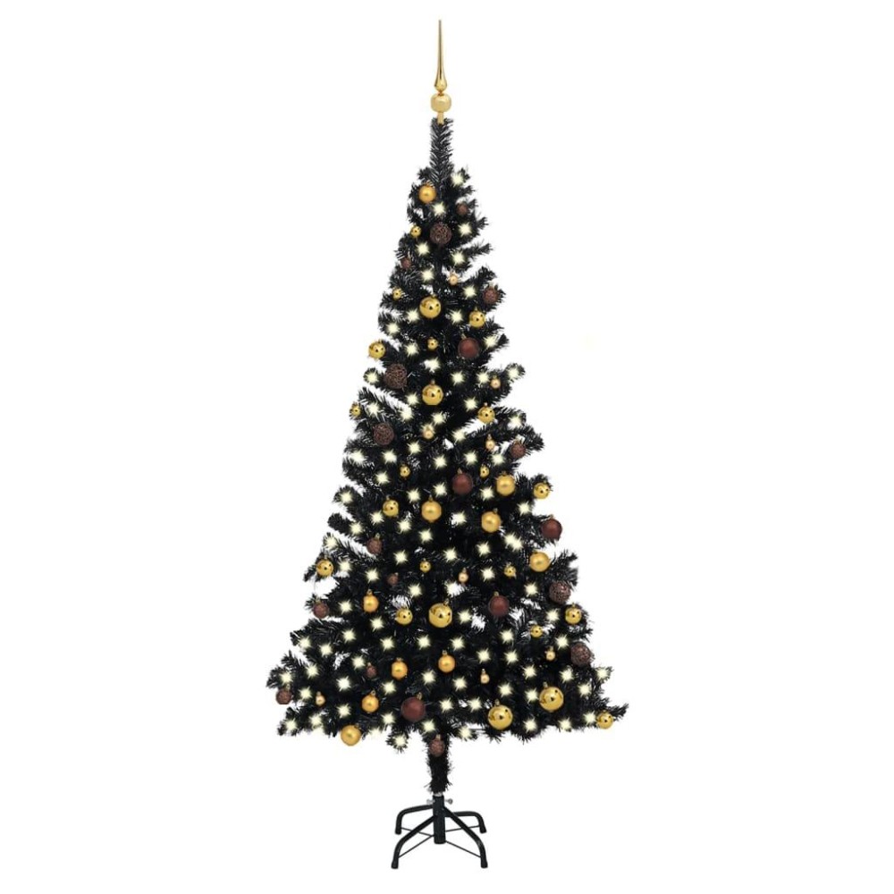 vidaXL Artificial Pre-lit Christmas Tree with Ball Set Black 82.7