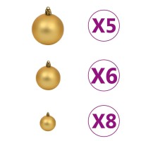 vidaXL Artificial Pre-lit Christmas Tree with Ball Set Gold 59.1