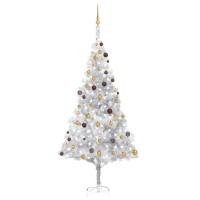 vidaXL Artificial Pre-lit Christmas Tree with Ball Set Silver 94.5