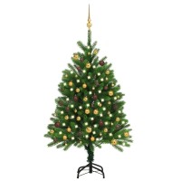 vidaXL Artificial Pre-lit Christmas Tree with Ball Set 47.2