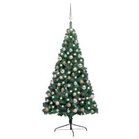 vidaXL Artificial Half Pre-lit Christmas Tree with Ball Set Green 59.1