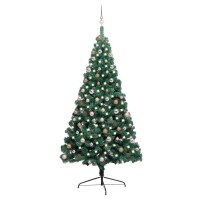 vidaXL Artificial Half Pre-lit Christmas Tree with Ball Set Green 82.7