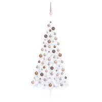 vidaXL Artificial Half Pre-lit Christmas Tree with Ball Set White 70.9