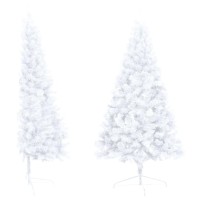 vidaXL Artificial Half Pre-lit Christmas Tree with Ball Set White 70.9