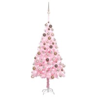 vidaXL Artificial Pre-lit Christmas Tree with Ball Set Pink 70.9