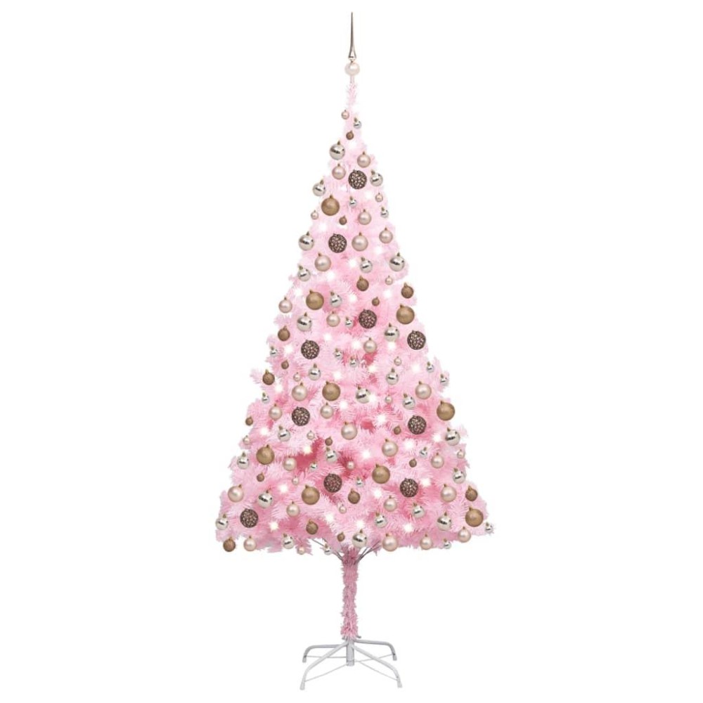 vidaXL Artificial Pre-lit Christmas Tree with Ball Set Pink 94.5