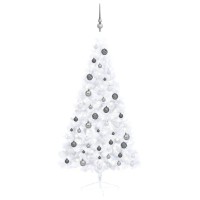 vidaXL Artificial Half Pre-lit Christmas Tree with Ball Set White 59.1