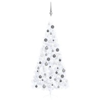 vidaXL Artificial Half Pre-lit Christmas Tree with Ball Set White 82.7