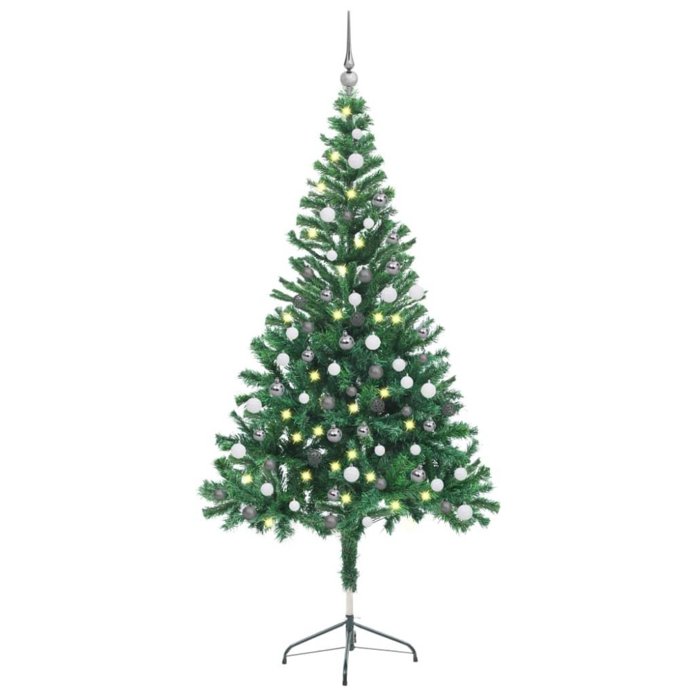 vidaXL Artificial Pre-lit Christmas Tree with Ball Set 59.1