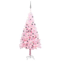 vidaXL Artificial Pre-lit Christmas Tree with Ball Set Pink 47.2