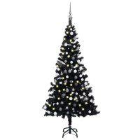 vidaXL Artificial Pre-lit Christmas Tree with Ball Set Black 47.2