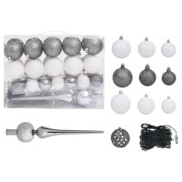 vidaXL Artificial Pre-lit Christmas Tree with Ball Set Black 47.2