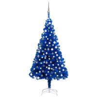 vidaXL Artificial Pre-lit Christmas Tree with Ball Set Blue 70.9