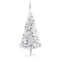vidaXL Artificial Pre-lit Christmas Tree with Ball Set Silver 59.1