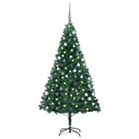 vidaXL Artificial Pre-lit Christmas Tree with Ball Set Green 47.2