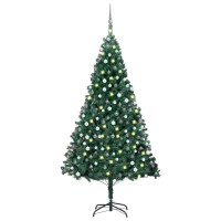 vidaXL Artificial Pre-lit Christmas Tree with Ball Set Green 94.5