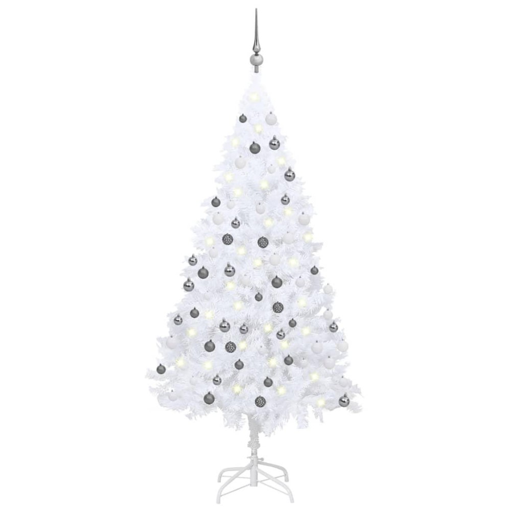 vidaXL Artificial Pre-lit Christmas Tree with Ball Set White 59.1