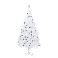 vidaXL Artificial Pre-lit Christmas Tree with Ball Set White 59.1