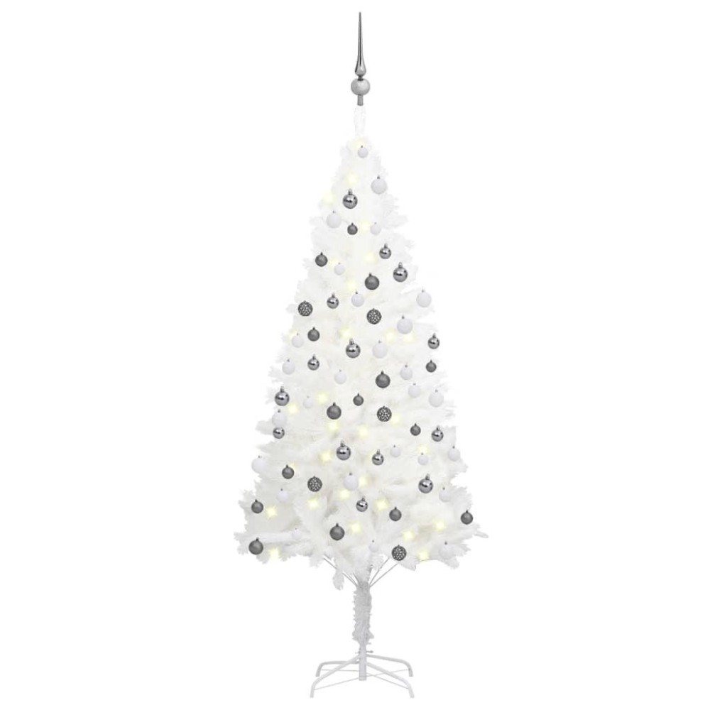 vidaXL Artificial Pre-lit Christmas Tree with Ball Set White 59.1