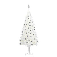 vidaXL Artificial Pre-lit Christmas Tree with Ball Set White 59.1