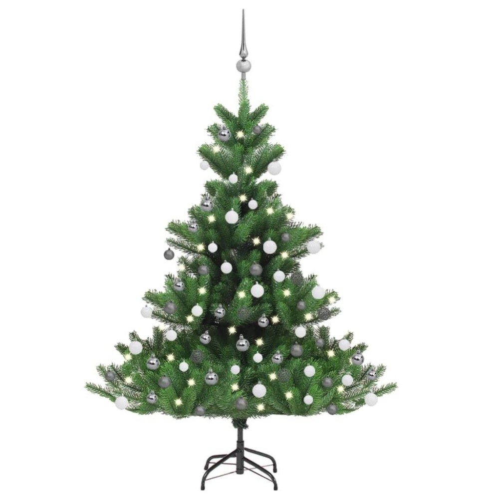 vidaXL Nordmann Fir Artificial Christmas Tree LED&Ball Set Green 47.2